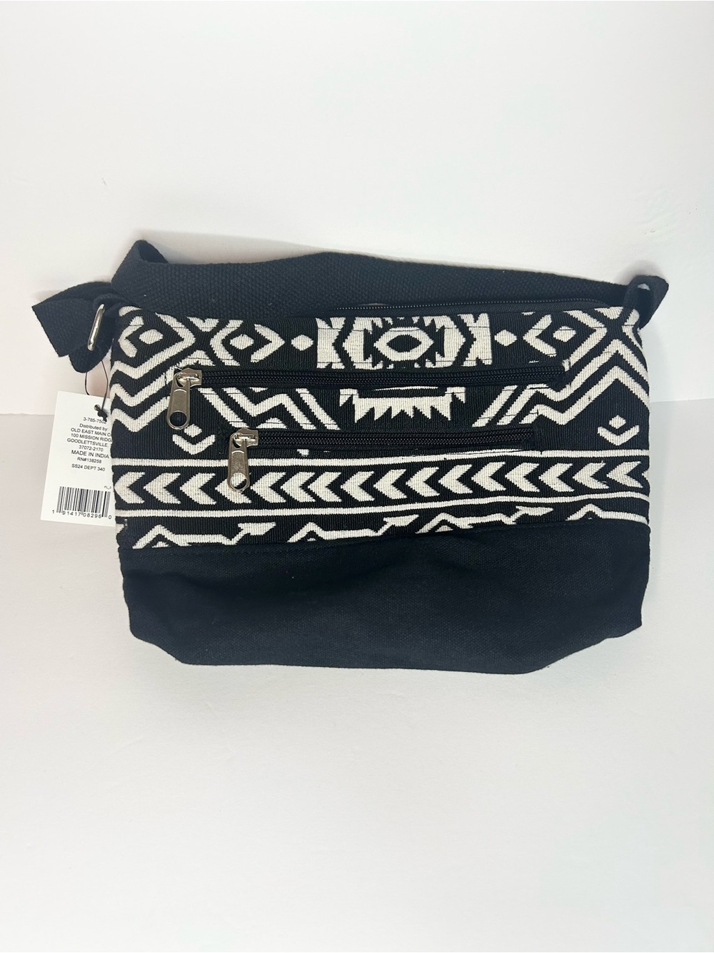 Black & White Aztec Crossbody Bag